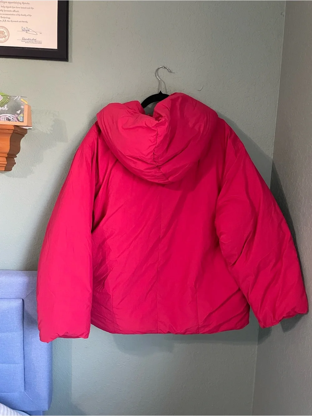 Free People Cozy Cloud Puffer Jacket Size XS Cherry Tomato Hooded Button Front